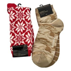 Banana Republic Socks Womens One Size 3 Pack Crew Socks Tan 1 Pack Trouser Socks